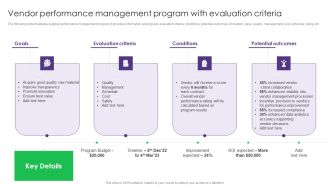 Vendor Performance Management Program With Evaluation Vendor Management System Deployment Brochure PDF