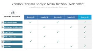 Vendors Features Analysis Matrix For Web Dvelopment Ppt PowerPoint Presentation Ideas Pictures PDF