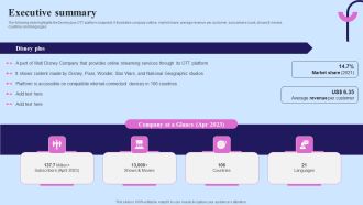 Video Streaming Technology Company Introduction Executive Summary Topics PDF