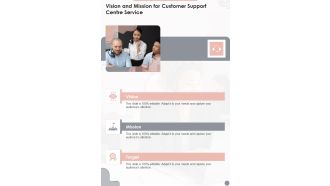 Vision And Mission For Customer Support Centre Service One Pager Sample Example Document