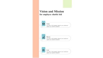 Vision And Mission For Employee Shuttle Bid One Pager Sample Example Document