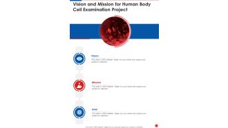 Vision And Mission For Human Body Cell Examination Project One Pager Sample Example Document