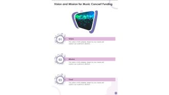 Vision And Mission For Music Concert Funding One Pager Sample Example Document