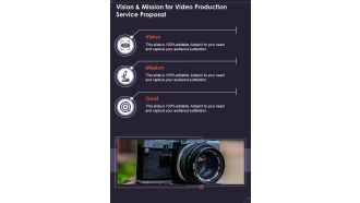 Vision And Mission For Video Production Service Proposal One Pager Sample Example Document