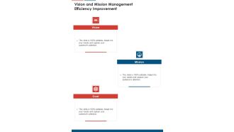 Vision And Mission Management Efficiency Improvement One Pager Sample Example Document