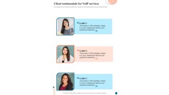 Voice Over Internet Protocol Infrastructure And Services Client Testimonials One Pager Sample Example Document