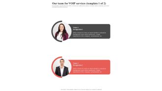 Voice Over Internet Protocol Request Proposal Our Team For Voip Services One Pager Sample Example Document