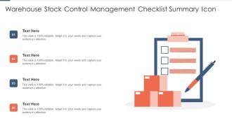 Warehouse Stock Control Management Checklist Summary Icon Brochure PDF