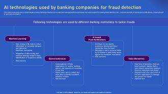 Ways Artificial Intelligence Is Transforming Finance Sector AI Technologies Used By Banking Companies Graphics PDF