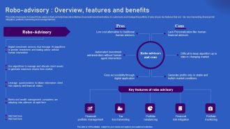 Ways Artificial Intelligence Is Transforming Finance Sector Robo Advisory Overview Features And Benefits Portrait PDF