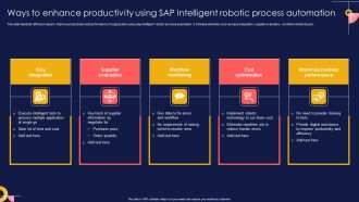 Ways To Enhance Productivity Using SAP Intelligent Robotic Process Automation Summary PDF