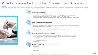 Ways To Increase The Trust Of The Customer Towards Business Ppt Portfolio Designs PDF