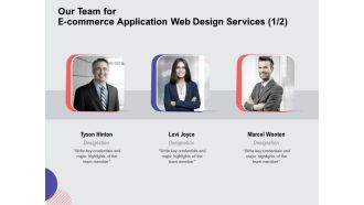 Web Design Services Ecommerce Business Our Team For E Commerce Application Web Design Services Teamwork Mockup PDF
