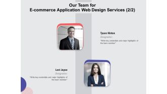 Web Design Services Proposal For Ecommerce Business Our Team For E Commerce Application Web Design Services Infographics PDF