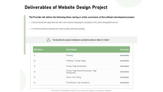 Web Designing Deliverables Of Website Design Project Ppt Gallery Maker PDF