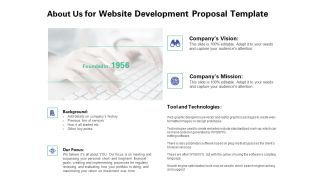 Web Redesign About Us For Website Development Proposal Template Ppt Ideas Maker PDF