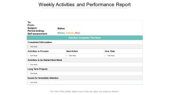 Weekly Activities And Performance Report Ppt PowerPoint Presentation Styles Demonstration
