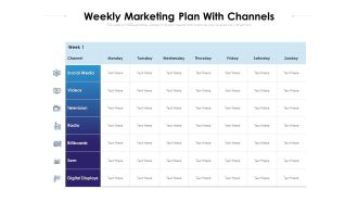 Weekly Marketing Plan With Channels Ppt PowerPoint Presentation Styles Sample PDF