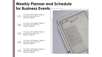 Weekly Planner And Schedule For Business Events Ppt PowerPoint Presentation Graphics PDF
