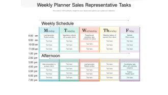 Weekly Planner Sales Representative Tasks Ppt PowerPoint Presentation File Examples PDF