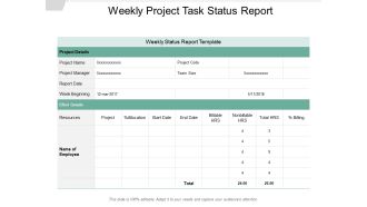 Weekly Project Task Status Report Ppt PowerPoint Presentation Ideas Background