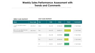 Weekly Sales Performance Assessment With Trends And Comments Ppt PowerPoint Presentation Model Maker PDF