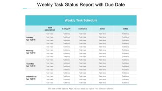 Weekly Task Status Report With Due Date Ppt PowerPoint Presentation Slides Aids