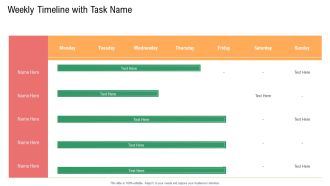 Weekly Timeline With Task Namemerchandise Industry Operational Plan For Business Startup Pictures PDF