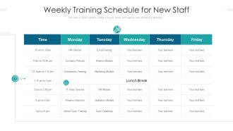 Weekly Training Schedule For New Staff Ppt PowerPoint Presentation File Format PDF