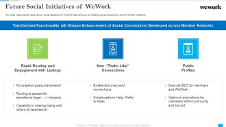 Wework Capital Financing Elevator Future Social Initiatives Of Wework Sample PDF