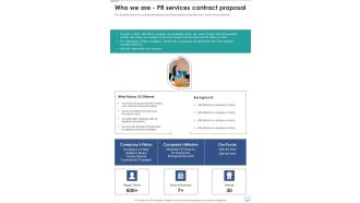 Who We Are Pr Services Contract Proposal One Pager Sample Example Document