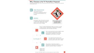 Why Choose Us For TV Promotion Proposal One Pager Sample Example Document