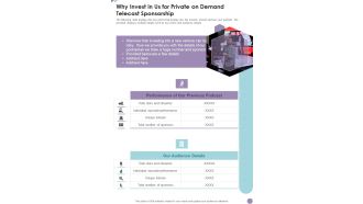 Why Invest In Us For Private On Demand Telecast Sponsorship One Pager Sample Example Document