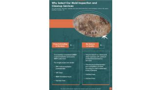 Why Select Our Mold Inspection And Cleanup Services One Pager Sample Example Document