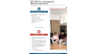 Why Select Our Of Management Efficiency Improvement One Pager Sample Example Document