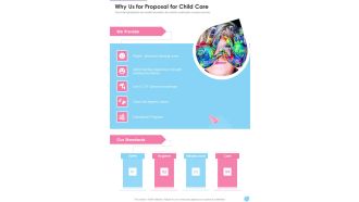 Why Us For Proposal For Child Care One Pager Sample Example Document