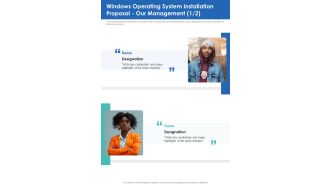 Windows Operating System Installation Proposal Our Management One Pager Sample Example Document