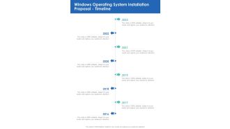 Windows Operating System Installation Proposal Timeline One Pager Sample Example Document
