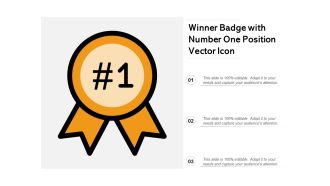 Winner Badge With Number One Position Vector Icon Ppt PowerPoint Presentation Pictures Icons