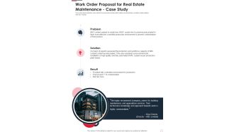 Work Order Proposal For Real Estate Maintenance Case Study One Pager Sample Example Document