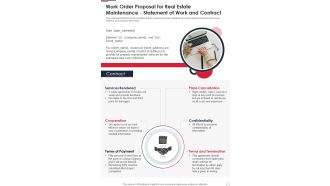Work Order Proposal For Real Estate Maintenance Statement Of Work And Contract One Pager Sample Example Document