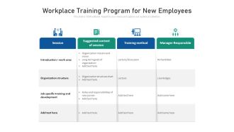 Workplace Training Program For New Employees Ppt PowerPoint Presentation Portfolio Example PDF