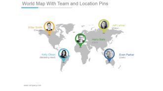 World Map With Team And Location Pins Ppt PowerPoint Presentation Shapes