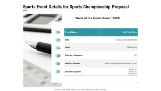 Worldwide Tournament Sports Event Details For Sports Championship Proposal Ppt Slides Graphics Example PDF