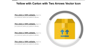 Yellow With Carton With Two Arrows Vector Icon Ppt PowerPoint Presentation Professional Background Designs PDF