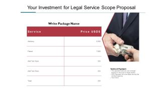 Your Investment For Legal Service Scope Proposal Ppt PowerPoint Presentation Summary Slideshow