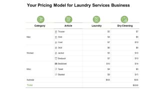 Your Pricing Model For Laundry Services Business Ppt PowerPoint Presentation File Good