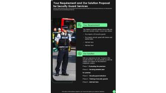 Your Requirement And Our Solution Proposal For Security Guard Services One Pager Sample Example Document