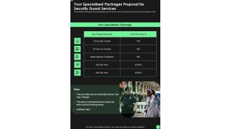 Your Specialized Packages Proposal For Security Guard Services One Pager Sample Example Document