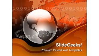 Binary Map And Globe PowerPoint Template 1010